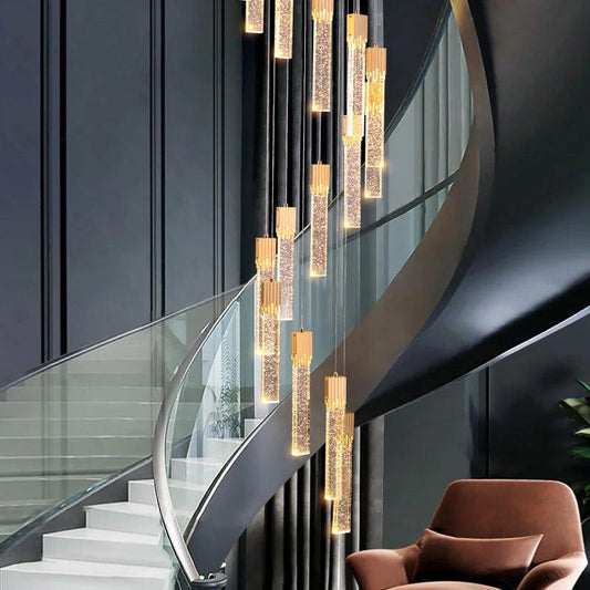 Lily Spiral Crystal Suspension Chandelier For Staircase - Creating Coziness