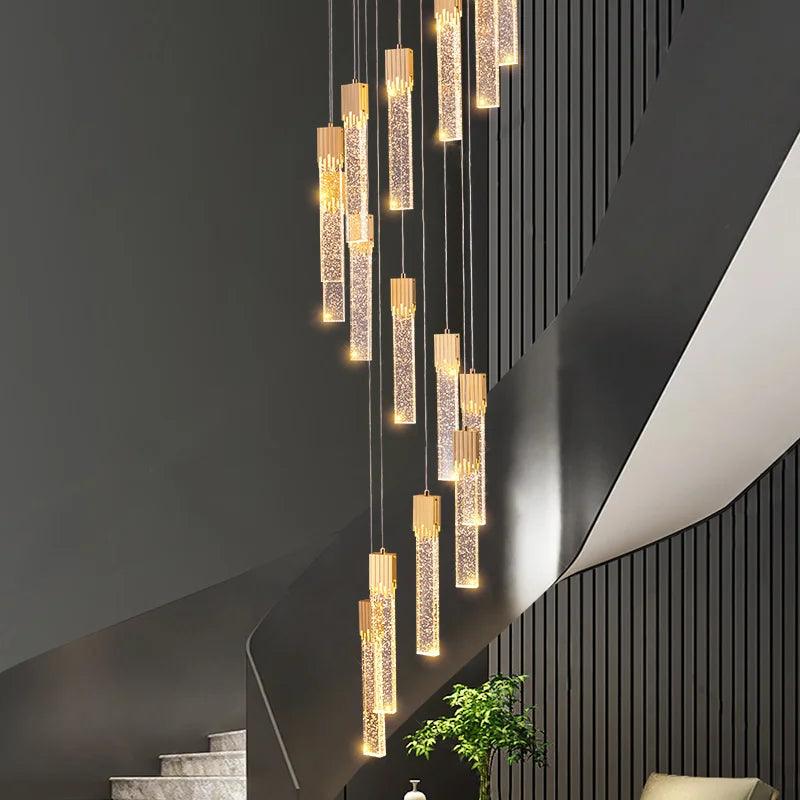 Lily Spiral Crystal Suspension Chandelier For Staircase - Creating Coziness