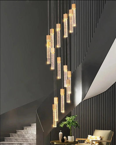 Lily Spiral Crystal Suspension Chandelier For Staircase - Creating Coziness