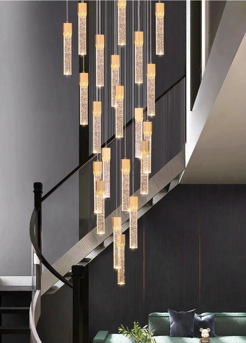 Lily Spiral Crystal Suspension Chandelier For Staircase - Creating Coziness