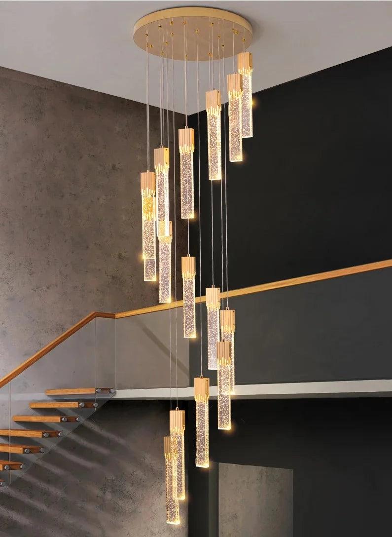 Lily Spiral Crystal Suspension Chandelier For Staircase - Creating Coziness