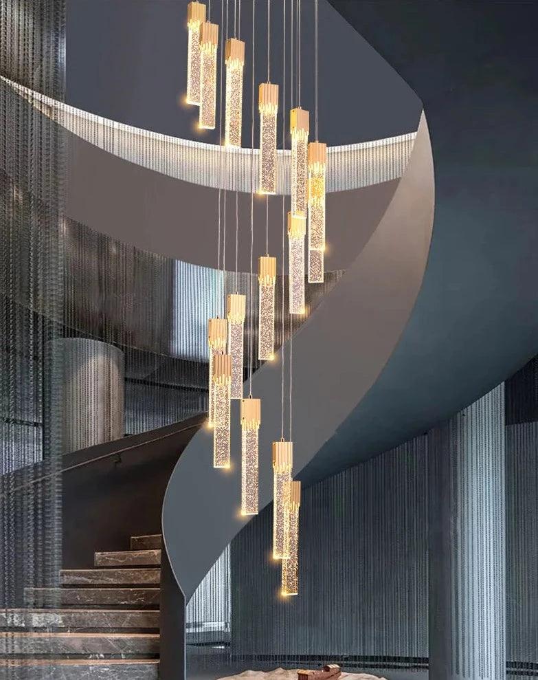 Lily Spiral Crystal Suspension Chandelier For Staircase - Creating Coziness