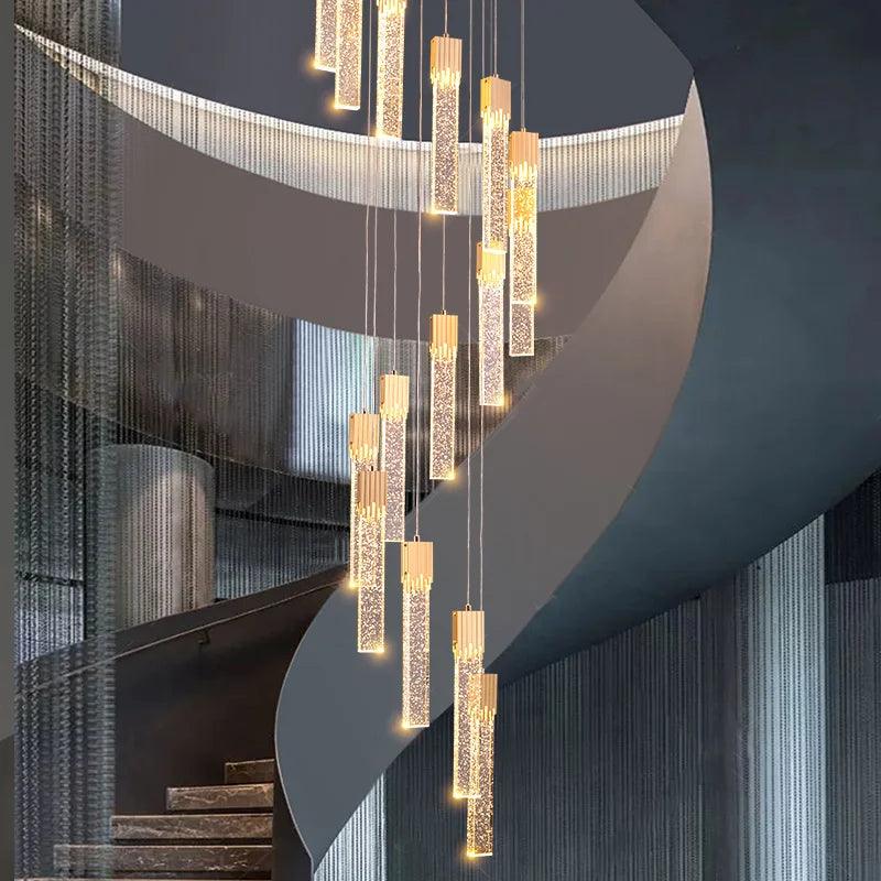 Lily Spiral Crystal Suspension Chandelier For Staircase - Creating Coziness