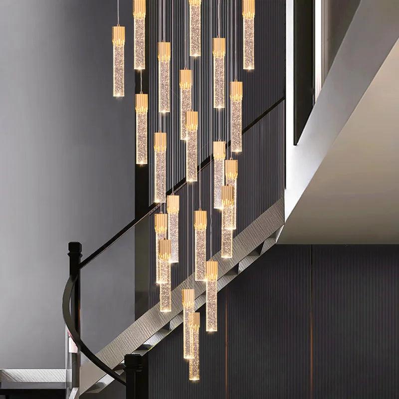 Lily Spiral Crystal Suspension Chandelier For Staircase - Creating Coziness