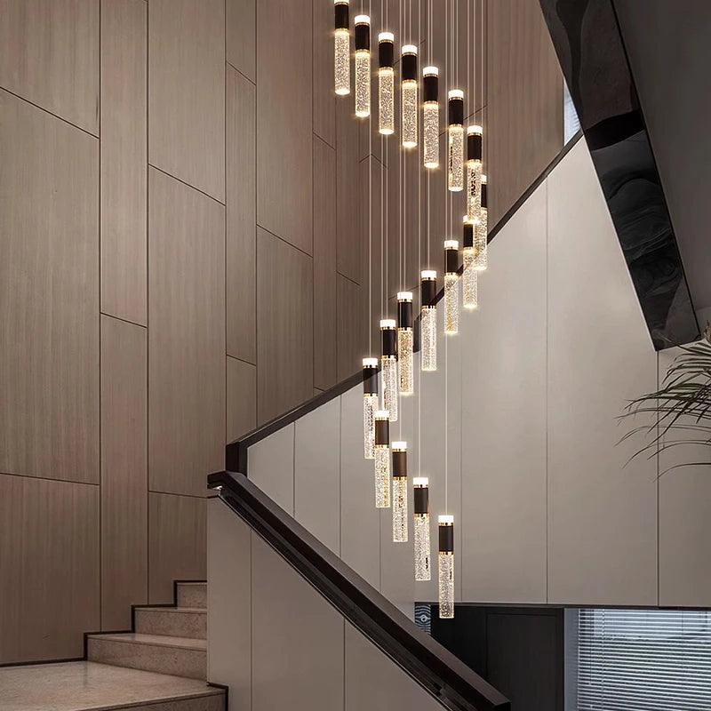 Mocca Crystal Staircase Chandelier - Creating Coziness