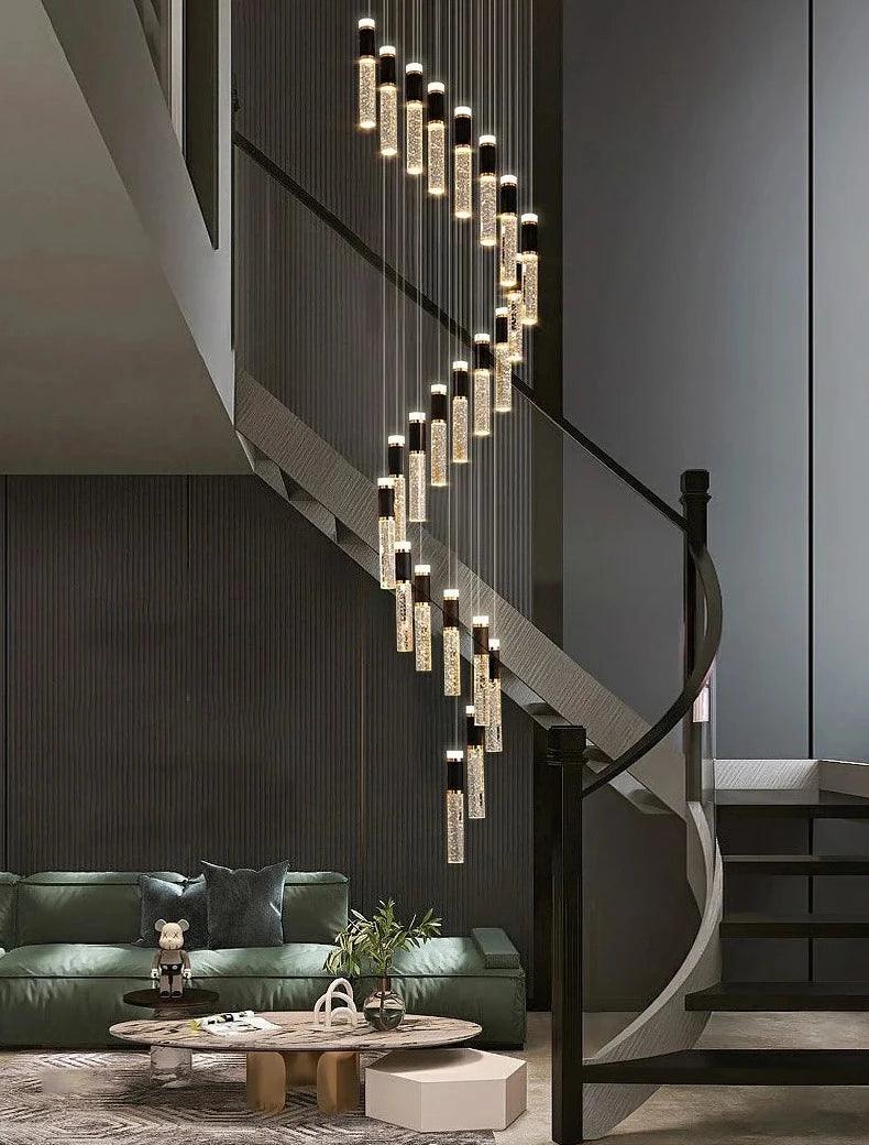 Mocca Crystal Staircase Chandelier - Creating Coziness