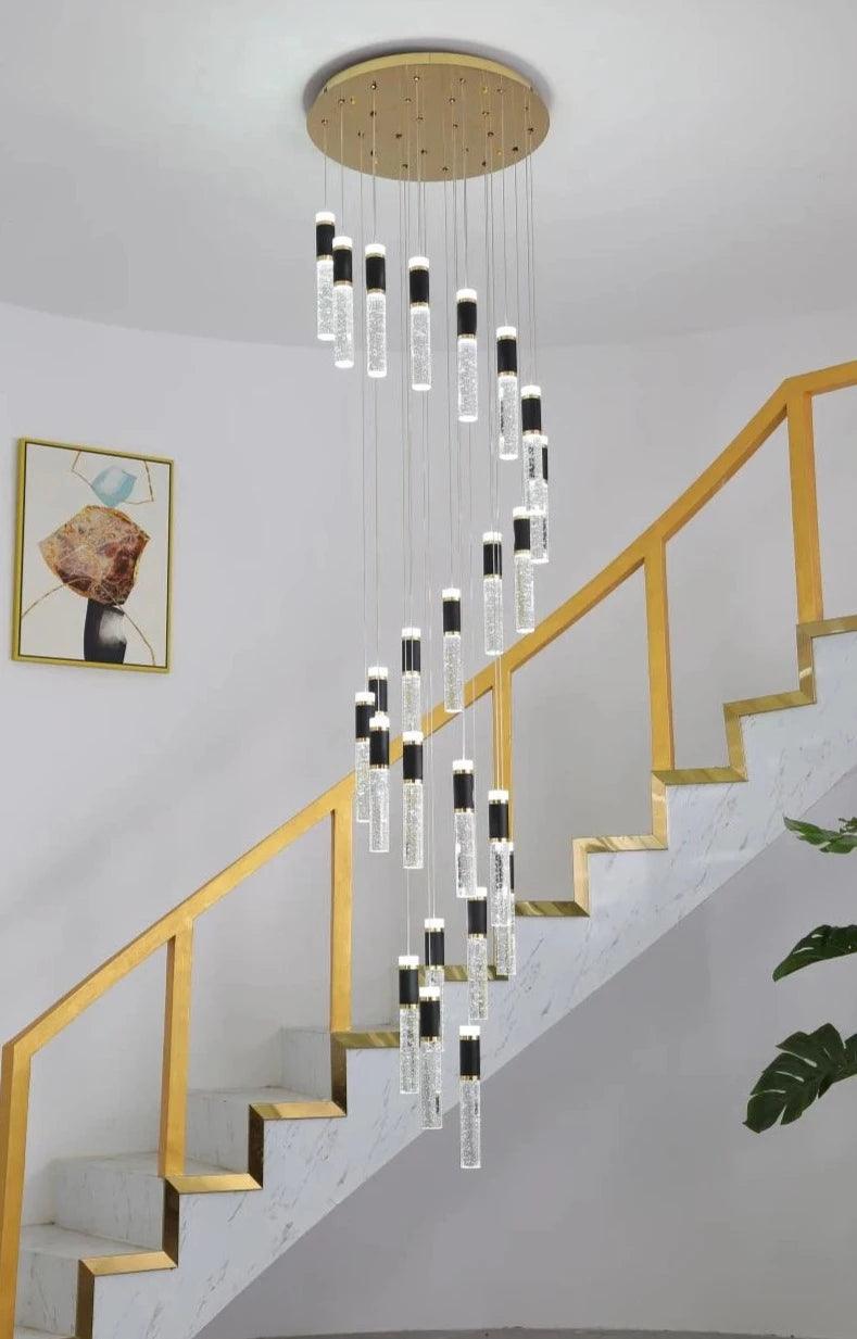 Mocca Crystal Staircase Chandelier - Creating Coziness