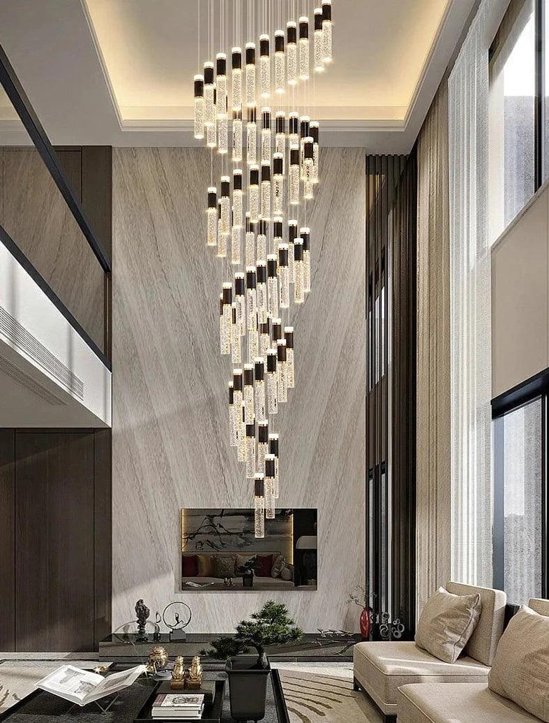 Mocca Crystal Staircase Chandelier - Creating Coziness