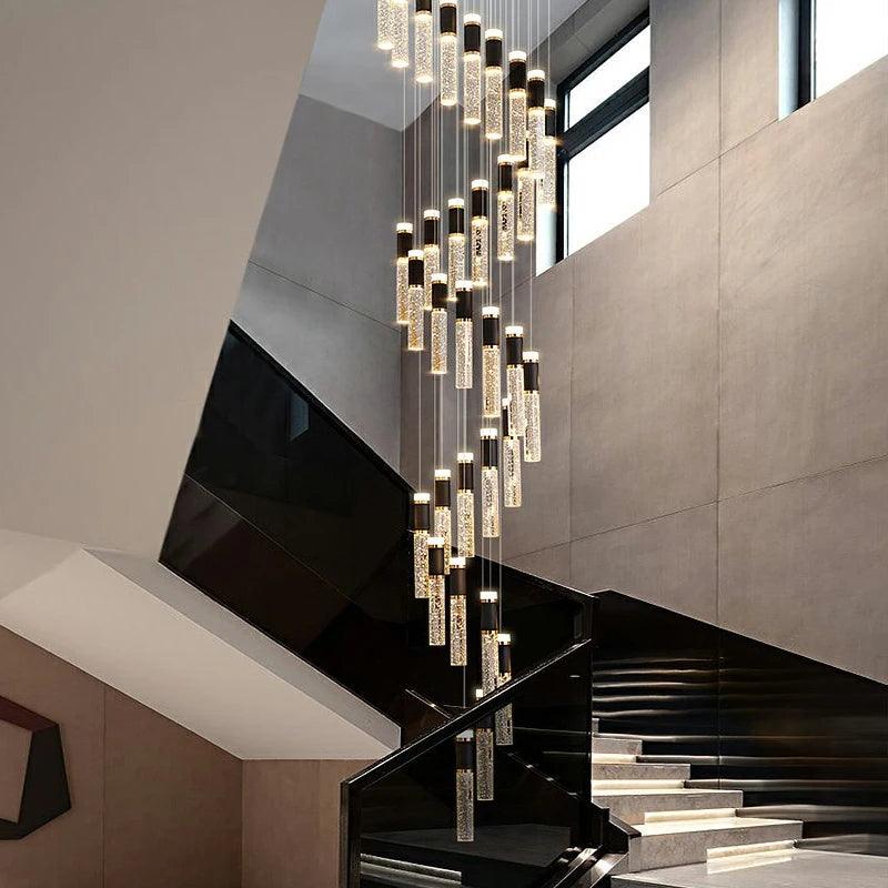 Mocca Crystal Staircase Chandelier - Creating Coziness