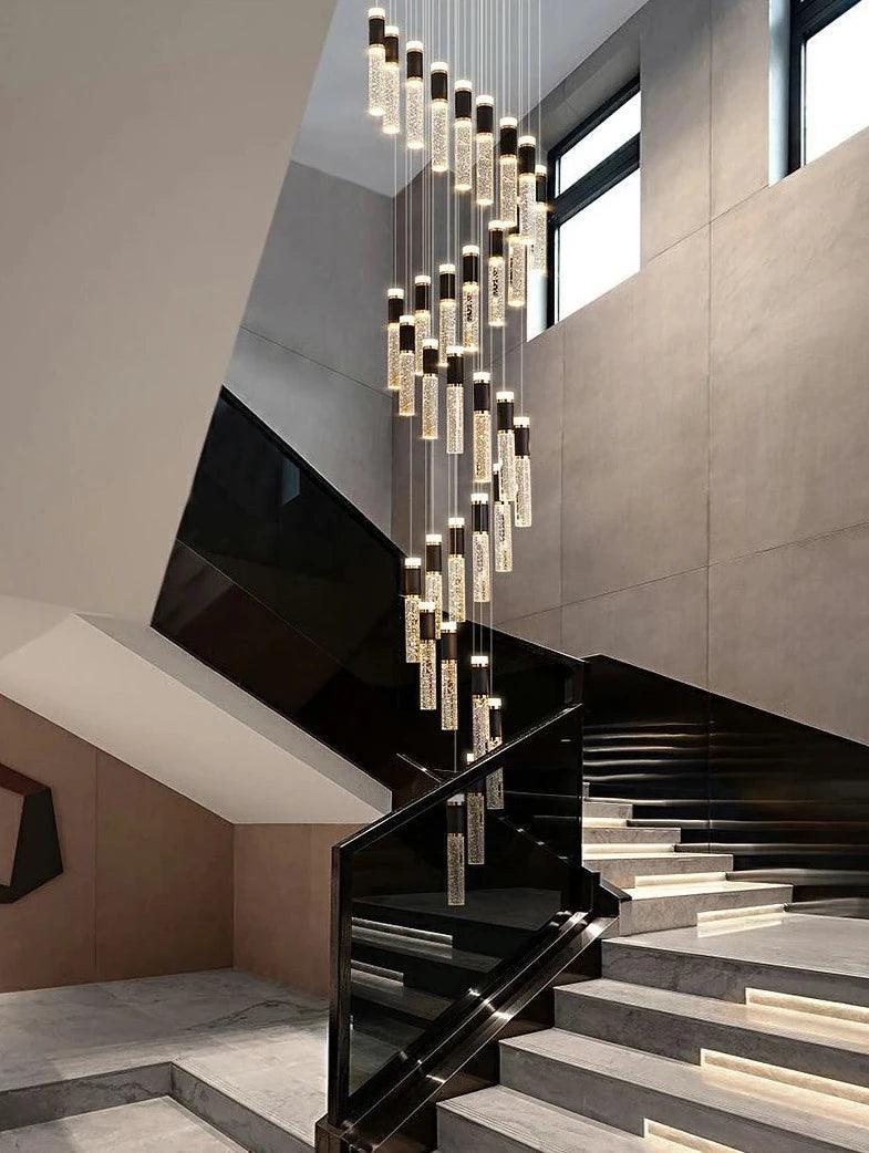 Mocca Crystal Staircase Chandelier - Creating Coziness