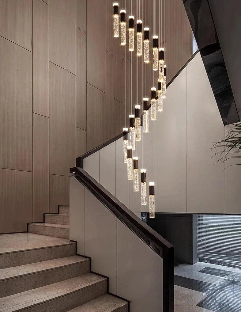 Mocca Crystal Staircase Chandelier - Creating Coziness