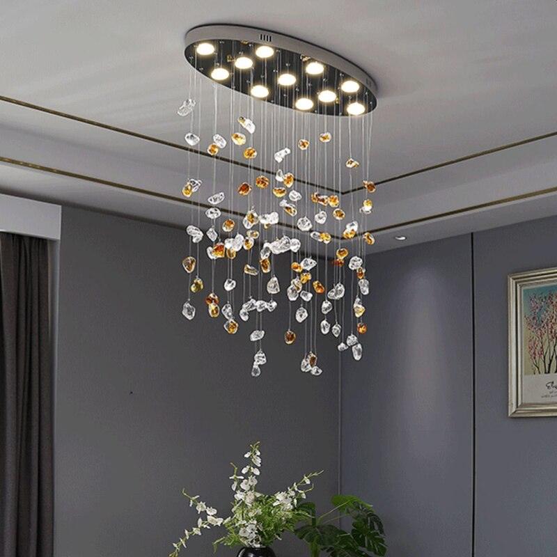 Oval Creative Design Coloful Crystal Stone Chandelier - Creating Coziness