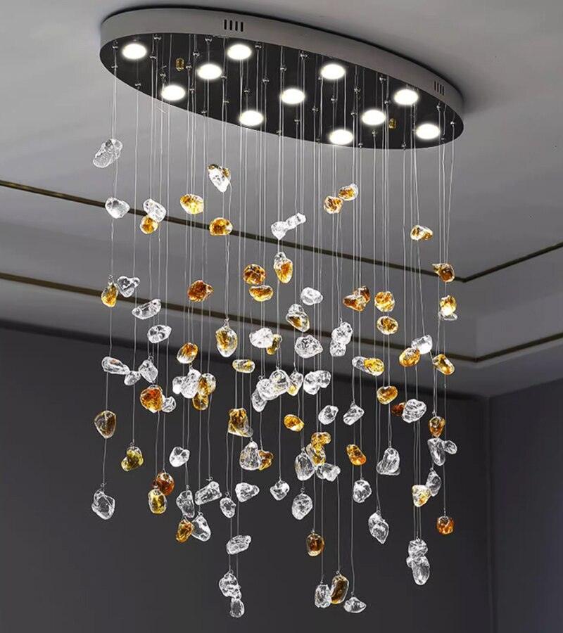 Oval Creative Design Coloful Crystal Stone Chandelier - Creating Coziness