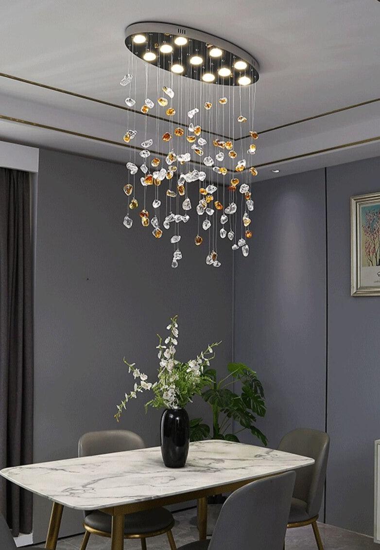 Oval Creative Design Coloful Crystal Stone Chandelier - Creating Coziness