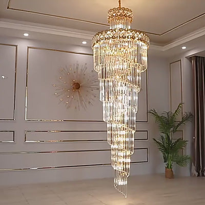 Venice Golden Crystal Chandelier for Staircase Long Villa