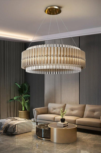 Round Glass LED Chandelier - Creating Coziness