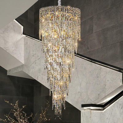 Adena Led Crystal Round Stair Chandelier - Creating Coziness