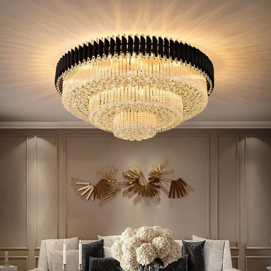 Aryk - Black Round Crystal Chandelier - Creating Coziness