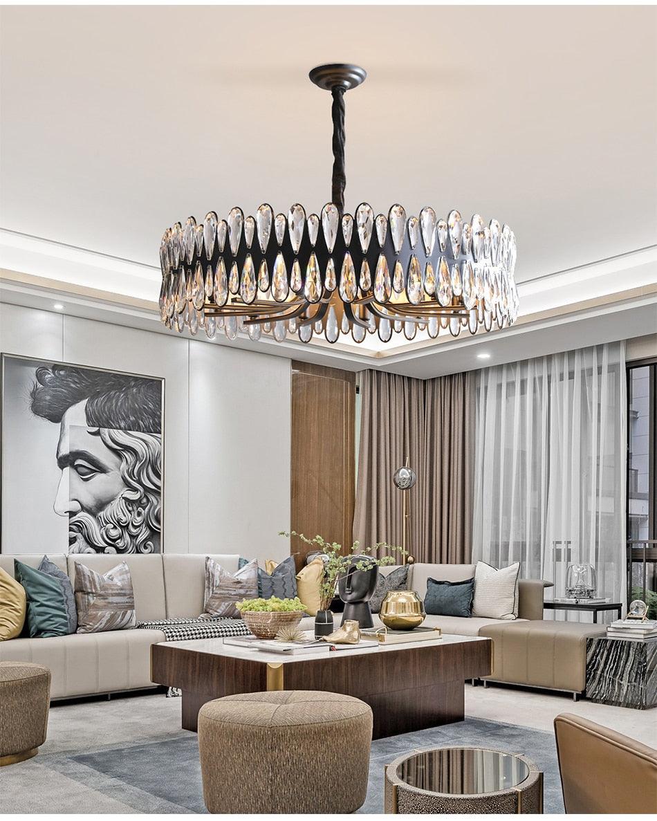 Black Napoli Crystal Chandelier - Creating Coziness