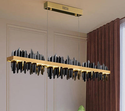 Danielle Modern Drip Wave Gold Bar Chandelier - Creating Coziness