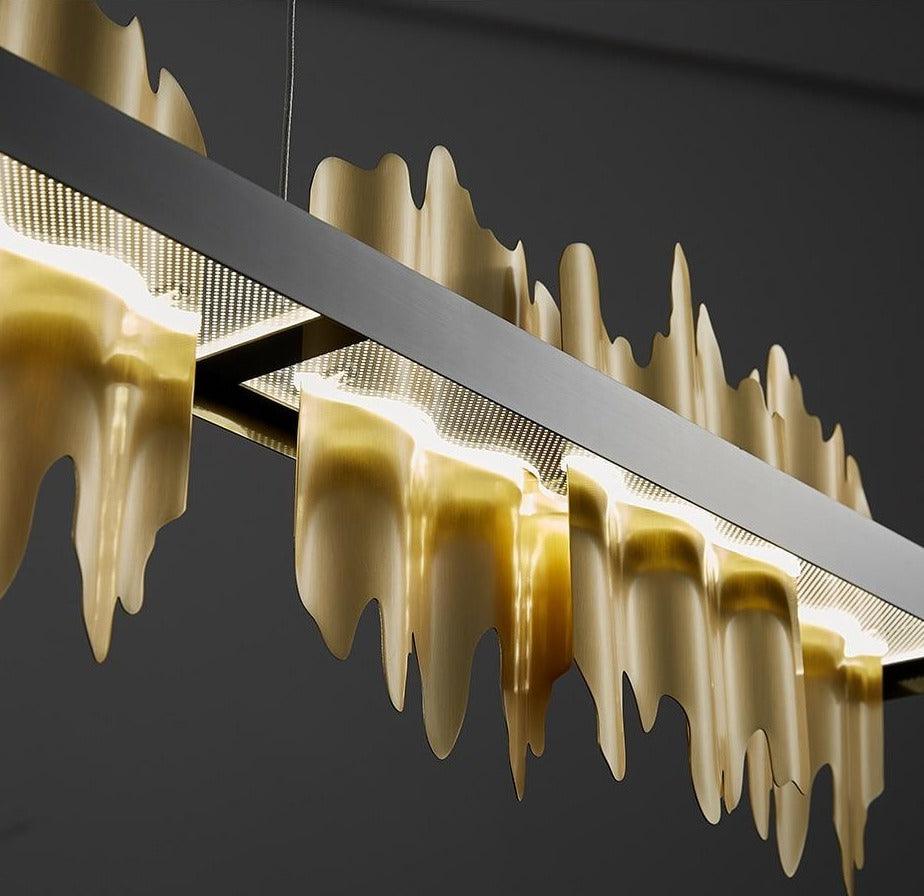 Danielle Modern Drip Wave Gold Bar Chandelier - Creating Coziness