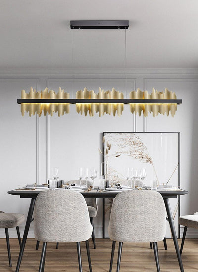 Danielle Modern Drip Wave Gold Bar Chandelier - Creating Coziness