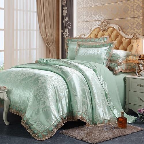 Fateena Silver Brown Luxury Satin Cotton Lace Duvet Cover Set - Creating Coziness