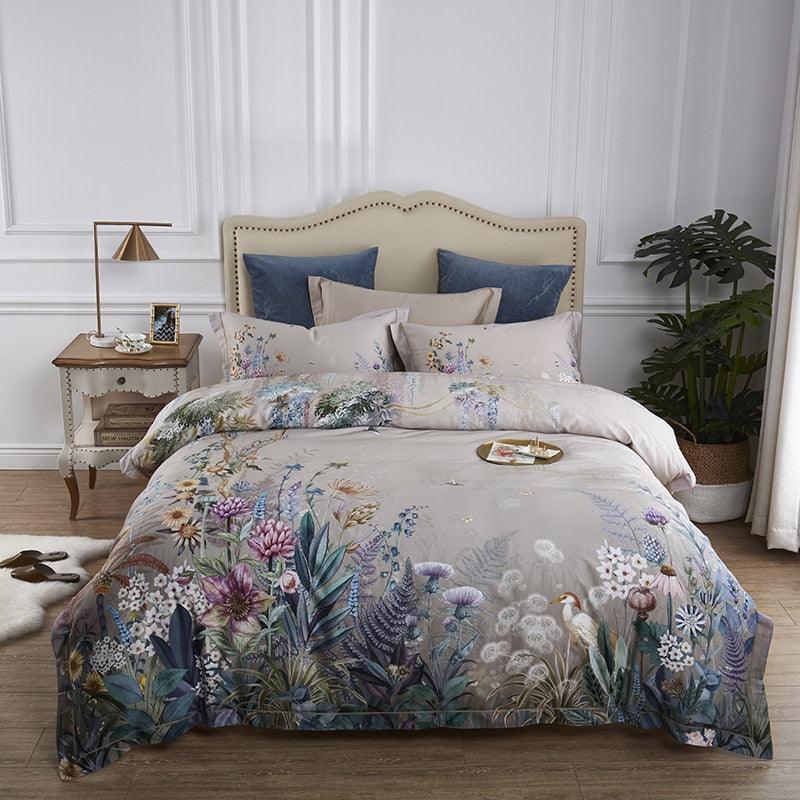 Flowers print Egyptian cotton bedding duvet cover set - Creating Coziness