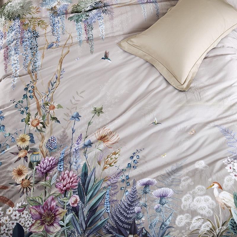 Flowers print Egyptian cotton bedding duvet cover set - Creating Coziness