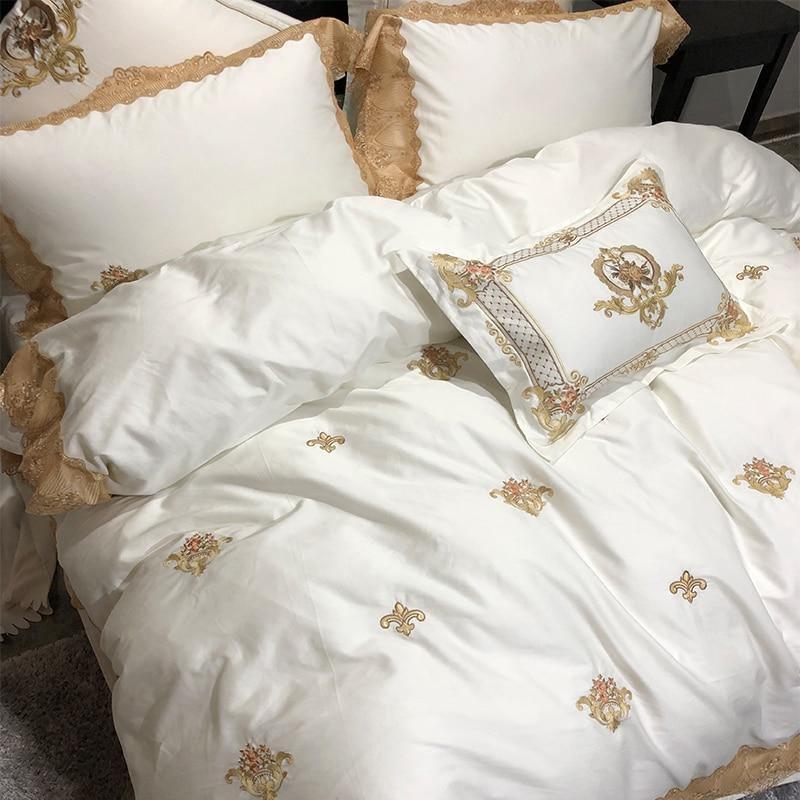 Karlena Oriental Egyptian cotton Embroidery Luxury Royal Duvet Cover Set - Creating Coziness