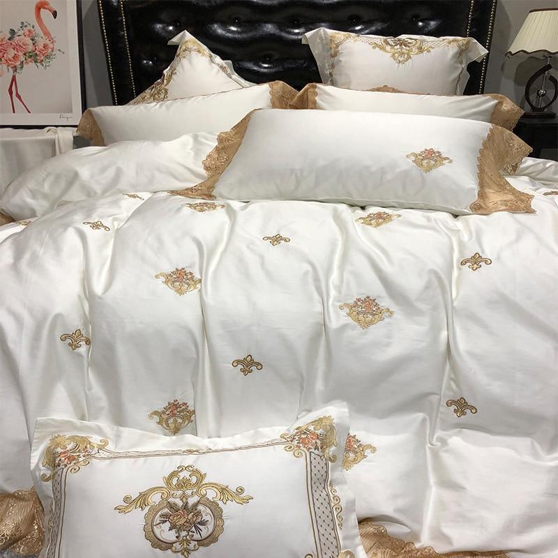 Karlena Oriental Egyptian cotton Embroidery Luxury Royal Duvet Cover Set - Creating Coziness