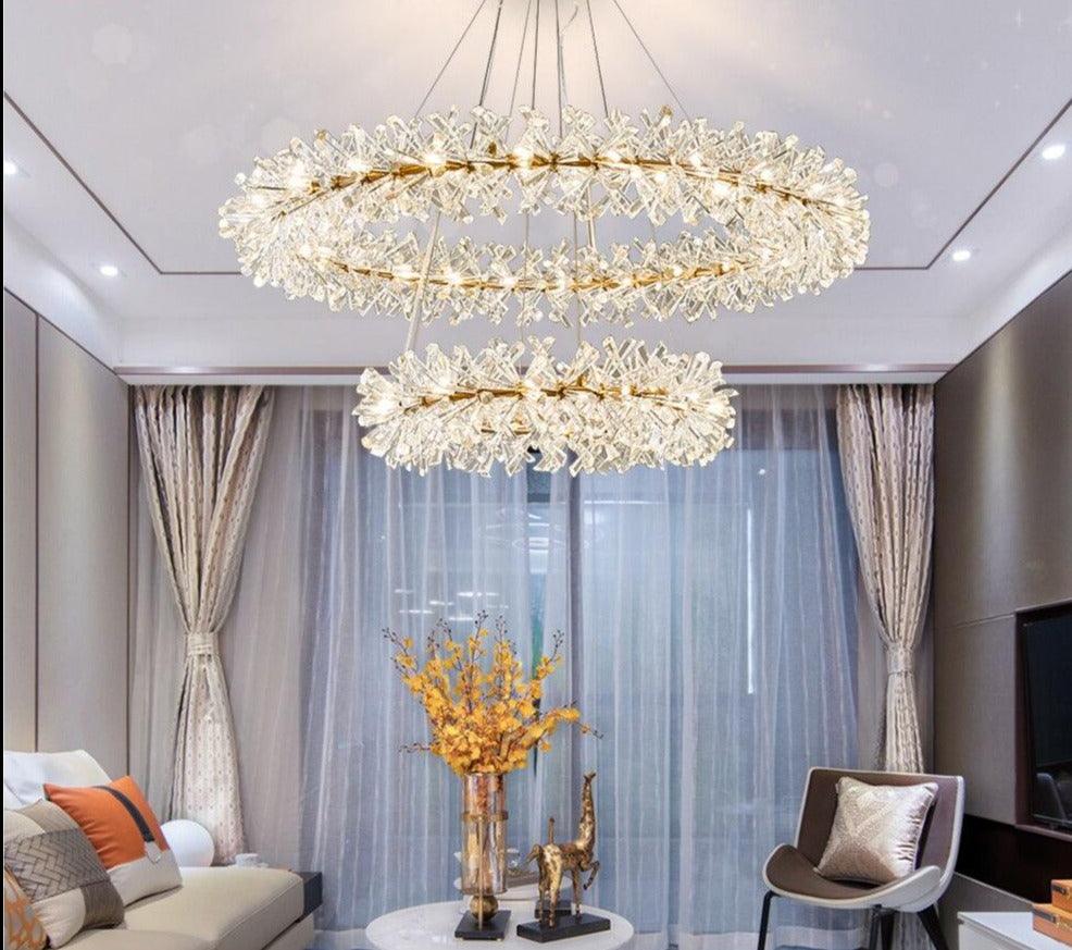 Mira Crystal Ring Chandelier - Creating Coziness