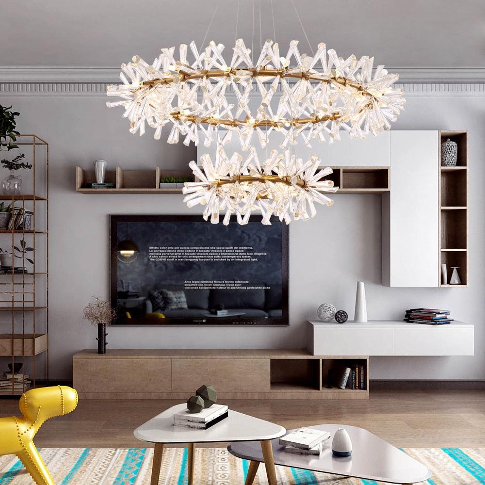 Mira Crystal Ring Chandelier - Creating Coziness