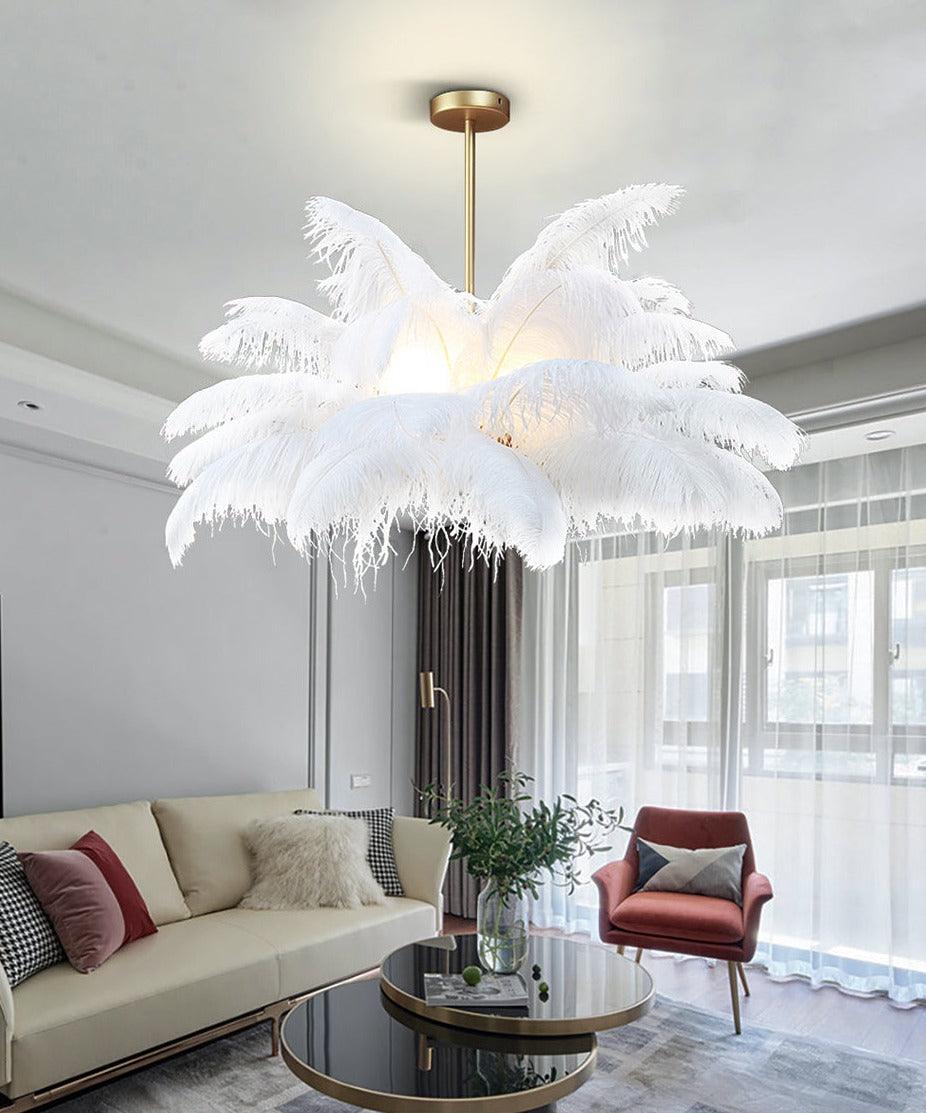 Ostrich Feather Chandelier - Creating Coziness